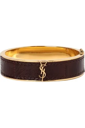 Saint Laurent Bracelets, female, , Size: S Embossed Leather Bangle Jewelry