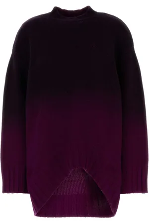 The Attico Round-neck Knitwear, female, , Size: 3XS Grape Wool Blend Sweater