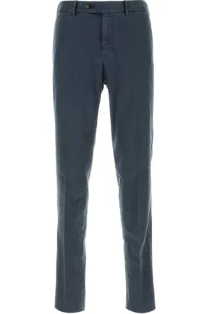 PT Torino Chinos, male, , Size: 5XL Navy Linen Blend Stretch Pant