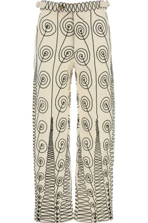 BODE Wide Trousers, male, , Size: W29 Embroidered Wool Quillwork Pants