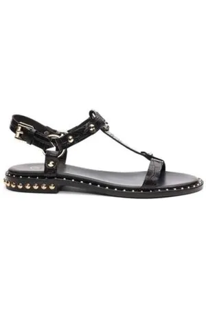 Ash Flat Sandals, female, , Size: 7 US Crocodile Print T-Strap Sandals