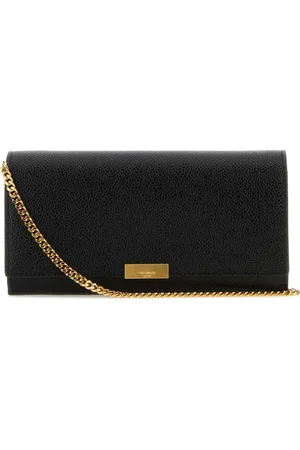 Thom Browne Cross Body Bags, female, , Size: ONE SIZE Logo Plaque Foldover Top Clutch Bag