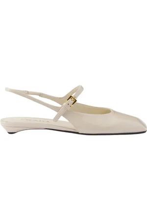 Prada Ballerinas, female, , Size: 9 US Elegant Ivory Leather Shoes Stylish Design