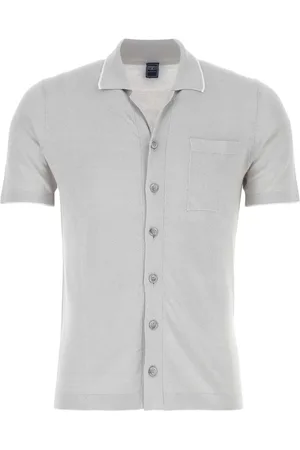 FEDELI Polo Shirts, male, , Size: L Grey Linen Blend Cardigan