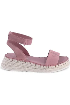 Calvin Klein Flat Sandals, female, , Size: 9 US Leather Wedge Sandals