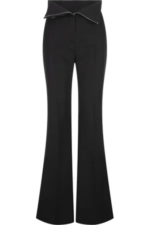 Alexander McQueen Wide Trousers, female, , Size: XS Tailored Trousers with Turned-Up Waistband