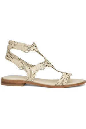 Ash Flat Sandals, female, , Size: 6 US Ivory Perforated Leather Sandals