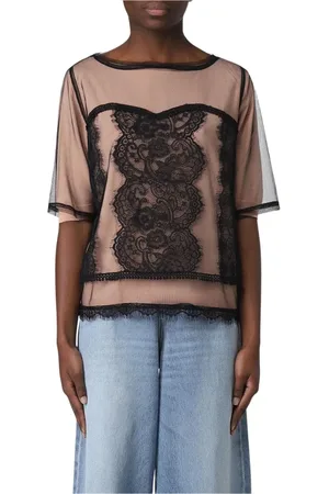 Twin-Set Blouses, female, , Size: XS Lace Overlay Elegant Blouse