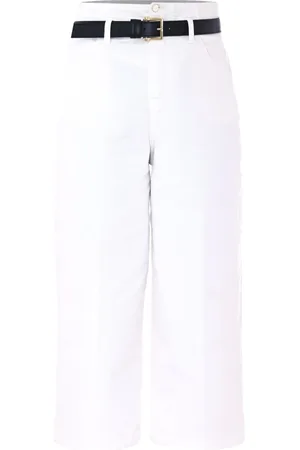 Kocca Cropped Trousers, female, , Size: W28 High-Waisted Wide-Leg Cotton Trousers with Belt