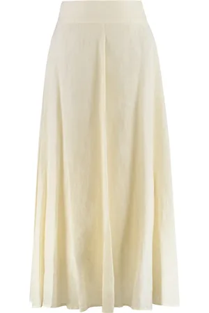 120% Lino Midi Skirts, female, , Size: M Linen Skirt with Matched Petticoat
