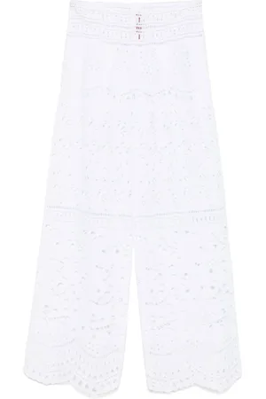 ERMANNO SCERVINO Wide Trousers, female, , Size: M Broderie Anglaise Wide Leg Trousers