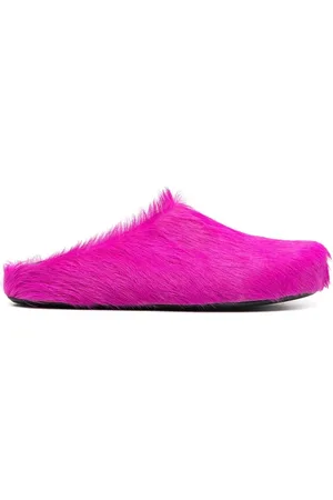 Marni Slippers, male, , Size: 10 US Flat Shoes with Fur Fussbett Sabot