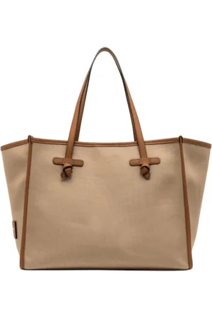 Gianni chiarini Tote Bags, female, , Size: ONE SIZE Canvas Leather Shopping Bag Ss25