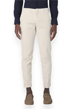 FAY Slim-fit Trousers, male, , Size: W36 Velvet Capri Pants with 500 Stripes