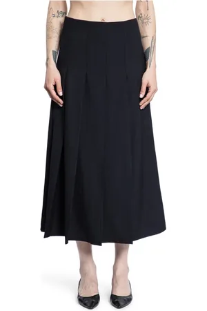 STUDIO NICHOLSON Midi Skirts, female, , Size: XS Pleated Asymmetric Wool Skirt