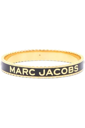 Marc Jacobs Bracelets, female, , Size: ONE SIZE Medallion Bangle Bracelet Black/Gold Logo