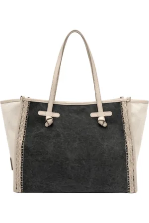 Gianni chiarini Tote Bags, female, , Size: ONE SIZE Minimalist Canvas Handbag with Leather Handles