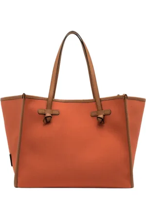 Gianni chiarini Tote Bags, female, , Size: ONE SIZE Canvas Leather Handbag Corallo/Corda/Caramel