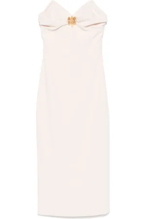 Elisabetta Franchi Midi Dresses, female, , Size: M Elegant Cream Dress for Women