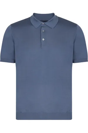 DRUMOHR Polo Shirts, male, , Size: 2XL Ribbed Knit Cotton Polo Shirt
