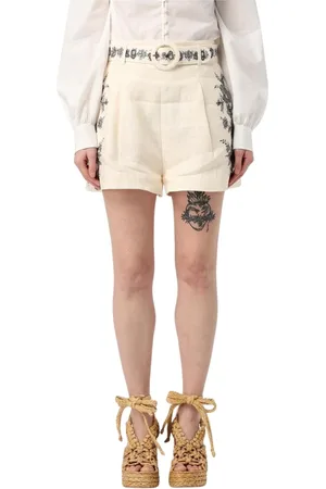 ZIMMERMANN Short Shorts, female, , Size: M Embroidered Linen Shorts