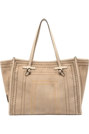 Gianni chiarini Tote Bags, female, , Size: ONE SIZE Embroidered Suede Handbag with Leather Handles