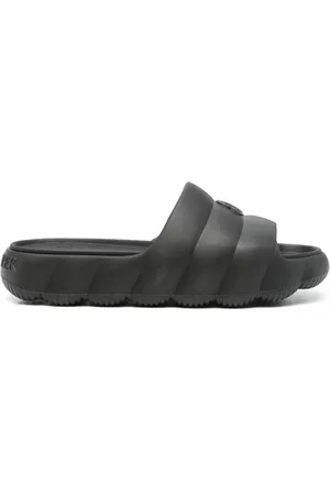 Moncler Sliders, female, , Size: 8 US Flat Rubber Sandals with Logo