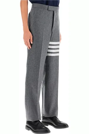 Thom Browne Straight Trousers, male, , Size: L 4-Bar Wool and Cashmere Trousers