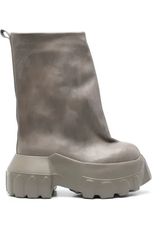 Rick Owens Ankle Boots, male, , Size: 8 US Taupe Grey Round Toe Shoes