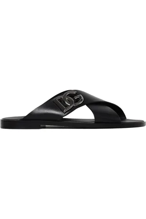 Dolce & Gabbana Sliders, male, , Size: 10 US Leather CrossStrap Sandals