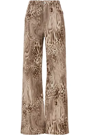 BLUMARINE Wide Trousers, female, , Size: XS Printed Denim Jeans for Women
