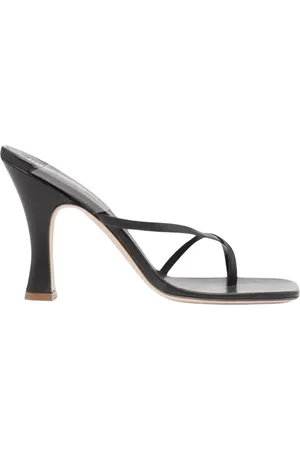 PARIS TEXAS Heeled Mules, female, , Size: 7 1/2 US Transparent Strap Eva Heeled Sandals