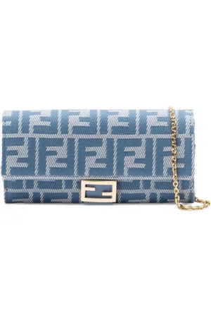 Fendi Wallets & Cardholders, female, , Size: ONE SIZE Denim Wallet with Chain Strap