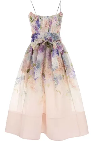 ZIMMERMANN Maxi Dresses, female, , Size: M Printed Linen Blend Dawning Dress