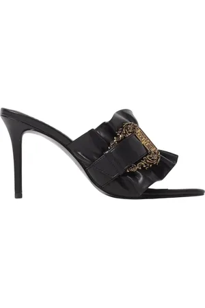 VERSACE Heeled Mules, female, , Size: 5 US Ruched High Heel Sandals