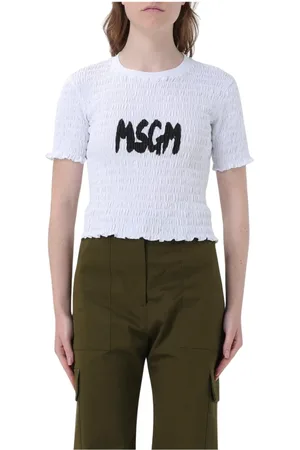 Msgm T-Shirts, female, , Size: M Smocked Short Sleeve T-Shirt
