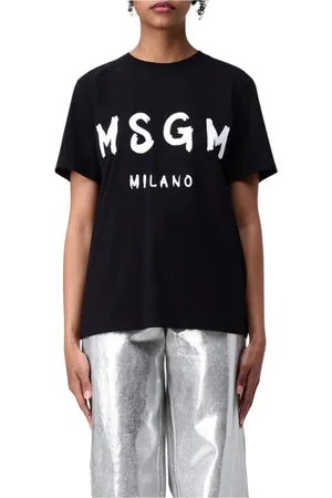 Msgm T-Shirts, female, , Size: S Pink Milano Logo Tee for Women