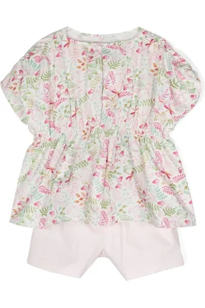 Il gufo Sets, female, , Size: 8 Y Floral Print Blouse & Shorts Set