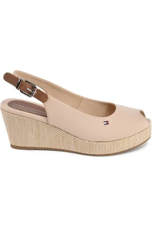 Tommy Hilfiger Wedges, female, , Size: 8 US Wedge Sandals Cotton Leather Blend