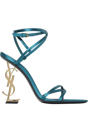 Saint Laurent High Heel Sandals, female, , Size: 7 US Teal High Heel Sandals