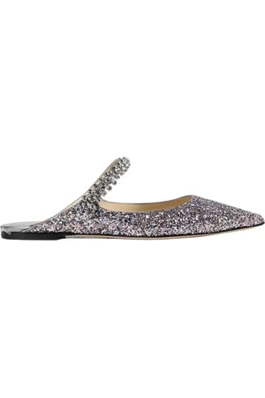 Jimmy Choo Mules, female, , Size: 6 US Pink Crystal Flat Mule Shoes