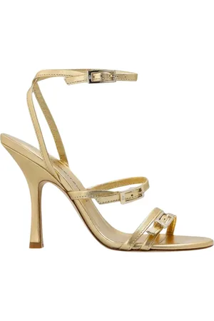 Stuart Weitzman High Heel Sandals, female, , Size: 10 US Gold Strappy Heeled Sandals