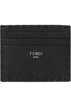 Fendi Wallets & Cardholders, male, , Size: ONE SIZE Grained Leather Card Holder