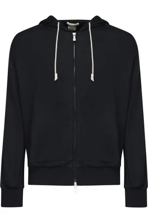 ELEVENTY Zip-throughs, male, , Size: S Silk and Cotton Hooded Sweater