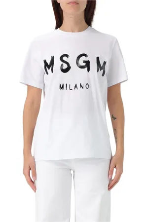 Msgm T-Shirts, female, , Size: S Pink Milano Logo Tee for Women