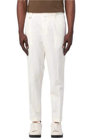 Paolo Pecora Straight Trousers, male, , Size: L Stylish Yellow Cream Cotton Trousers