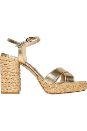 Stuart Weitzman High Heel Sandals, female, , Size: 10 US Gold Ankle Strap Heeled Sandals