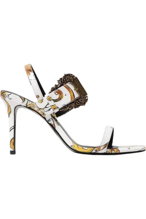 VERSACE High Heel Sandals, female, , Size: 9 US Baroque Print Flat Sandals