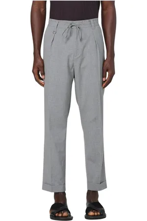 Paolo Pecora Straight Trousers, male, , Size: XS Grey Drawstring Waist Tailored Trousers