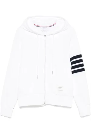 Thom Browne Zip-throughs, male, , Size: M Hooded Sweatshirt with Logo Patch